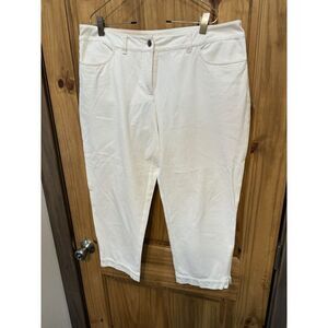 Eileen Fisher Cotton Stretch Slim Twill Front Zip Cropped‎ Capris Pants Size M